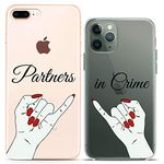 Cavka Matching Couple Cases Compatible for iPhone 14 13 Pro Max 12 Mini 11 Xs 6s 8 Plus 7 Xr 10 SE 5 Clear Present Gift Partner in Crime Best Friend Bro Soulmate Silicone Cover Anniversary Cute Girl