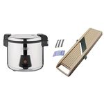 Buffalo Electric Rice Cooker 6L 345X460X400mm Pressure Warmer Steamer & Benriner BN-1 Japanese Handheld Mandolin Slicer with Three Interchangeable Stainless-Steel Blades-Ivory