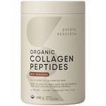 Sports Research Organic Collagen Peptides Chocolate Flavor - Hydrolyzed Type I & III Collagen Powder for Women & Men - USDA Organic, Sustainable & Traceable Formula - 30 Servings