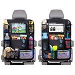 JIOUDI Car Back Seat Storage Organiser, Universal Car Seat Organiser Kids, Durable Car Organiser, Car Storage Organiser, Seat Back Protectors with Multi Pockets, Car Tablet Holder (2 packs)