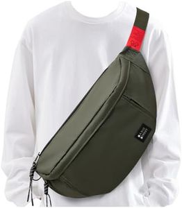 Large Plus Size Fanny Pack for Men Women Waterproof,Waist Bag Pack with Adjustable Strap for Travel Sports Hiking Running,Military Fanny Packs Crossbody Belt Bag, Green(with 5 Zipper Pockets)-Large size, Small