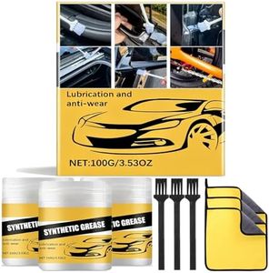 Heavy-Duty Car Care Grease, 3.53oz/100g Synthetic Grease for Cars - Multi-Purpose High Temp Automotive Lubricant for Door Hinges, Bearings, Gears, Waterproof Garage Door Grease (3 Pack)