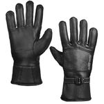 Allextreme Winter Riding Gloves Synthetic Leather Full Finger Warm Mittens for Motorbike Racing Biking Climbing Cold Weather Protection (L, Black)