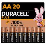 Duracell Plus AA Batteries (20 Pack) - Alkaline 1.5V - Up To 100% Extra Life - Reliability For Everyday Devices - 0% Plastic Packaging - 10 Year Storage - LR6 MN1500