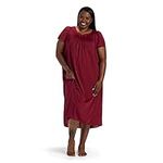 Miss Elaine Nightgown - Women's Long Tricot Nightgown, Short Flutter Sleeves, Comfortable Lightweight Fabric, Sleepwear, Dark Cherry, 3X