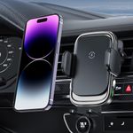 15W Car Phone Holder with Charging Function, Automatic Clamping, Inductive Charging Station Car, Dual Coil Wireless Charger Car Compatible with iPhone 15/14/13, Samsung Galaxy