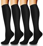 CTHH 4 Pairs Graduated Copper Compression Socks for Women & Men Circulation 15-20 mmHg - Best Support for Nurses, Running