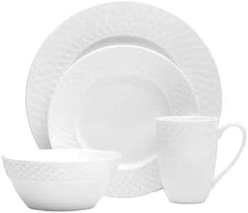 Mikasa Trellis 16 Piece Dinnerware Set, Service for 4, White
