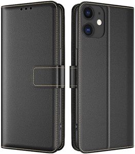 TQIAHF Coque pour iPhone 11 Coque Etui avec Porte Carte à Rabat Clapet Portefeuille en Cuir Pochette Magnétique Antichoc Flip Case Étui Cover Housse Protection Coque pour iPhone 11,Noir