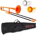 pBone pInstrument Plastic Trombone - Mouthpieces and Carrying Bag - Bb Authentic Sound for Student & Beginner - Durable ABS Construction - Orange