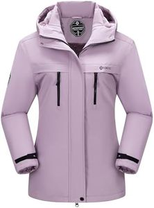 BOWOXO Women's Waterproof Ski Jacket Windproof Insulated Snowboarding Coat with Fleece Lining and Hood Warm Winter Outdoor Jacket(Light Purple,L)