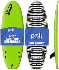 Rock-It 4'10" CHUB Soft Top Surfboard, Kids Mini Surfboard - Innovative Design, Easy to Paddle and Maneuverable for Beginners (Green)