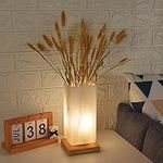 Floresita Vase Lamp Table Lamp USB Charge Flower Lamp Vase Table Lamp Dimmable Bedside Lamp Frosted Glass Shade with Wood Base for Bedroom Living Room Office Desk