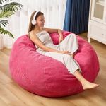 Homguava Bean Bag Chair: Teardrop Bean Bags with Memory Foam Filled, Compact Beanbag Chairs Soft Sofa with Corduroy Cover (Pink)