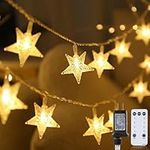 Brightown Star String Lights Plug in - 33 ft 100 LED Star Fairy String Lights with Remote and Timer for Bedroom Porch Wedding Party Patio Garden Tent Indoor Outdoor Décor, Warm White