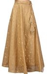 Studio Shringaar Women's Polyester Readymade Chanderi Silk Long Skirt Lahenga (Gold, Free Size)