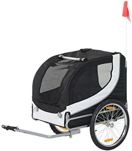HOMCOM Remorque Velo pour Chien Animaux avec Drapeau et 8 reflecteurs Blanc et Noir