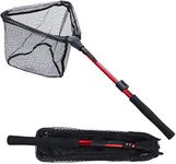 Sougayilang Fishing Net Fish Landing Net, Foldable Collapsible Telescopic Pole Durable Nylon Material Mesh, Safe Fish Catching or Releasing