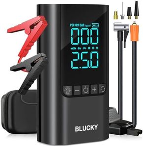 Jump Starter Power Pack with Air Compressor, 5-in-1 Car Battery Booster Jump Starter (8.5 Gas/7.5L Diesel), 5000A Car Jump Starters Power Bank with LCD Display, Emergency Light