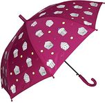 Vital creation Dark Pink Color Changing Umbrella for Kids Rain Umbrella for Girls Pink Cupcake Pattern Waterproof Anti UV Lightweight Stick Umbrella for Outdoor with Easy to Open Slide Feature