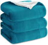 Bedsure Sherpa Fleece Throw Blanket King Size - Thick and Warm, Fluffy Microfiber Solid & Soft Blankets for Bed and Couch, Turquoise, 230x270cm