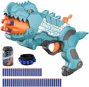 Dinosquad Dinosaur Blasters Toy for Toddlers, 50 Soft Foam Bullets & 5-Dart Rotating Drum, Dino Soft Bullet Blasters for Indoor Outdoor Shooting Game for 6 Year Old Boys Girls and Up