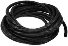 Sourcingmap 8 M 8mm x 10 mm Plastic Flexible Corrugated Conduit Tube Cord Protector for Garden,Industry, Office Black