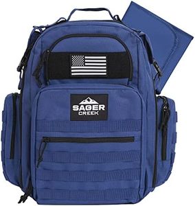 Sager Creek Dad Diaper Bag Backpack with Changing Pad. Waterproof Military Diaper Backpack for Men w/Insulated Compartment (Blue)