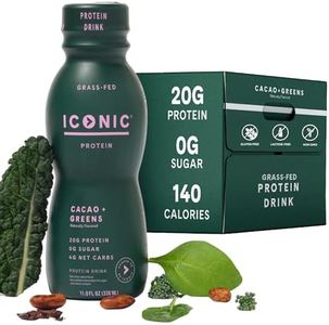 Iconic Protein Drinks, Cacao + Greens (12 Pack) - Sugarfree Protein Shakes with Organic Veggies & Unroasted Cacao - Low Carb, Lactose Free, Gluten Free, Soy Free - Keto Friendly