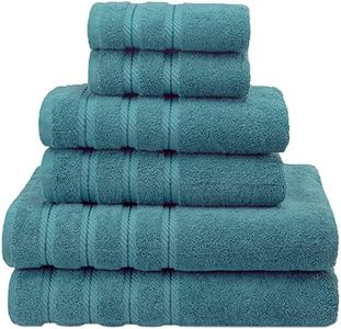 American Soft Linen Bathroom Towel Set, Bath Sheets for Maximum Softness, Cotton, Colonial Blue, 6 Piece Towel Set