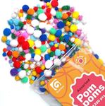 Gluerious 1200pcs Pom Poms for Crafts - Colorful Puffballs 1cm-3cm & 1 inch Assorted Sizes - Multicolor Pompom Balls for Christmas & Art Projects