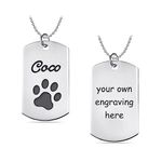 LeCalla Gifts for Fathers Day Personalised Necklace for Women | Customized Text Engraved Pets Paw Print Dog Tag Pendant Necklace For Men| Pet Animal Gift Jewelry for Dog, Cat, Animal Lovers Gift