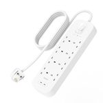 Belkin 8-Outlet Surge Protector Power Strip, Wall-Mountable with 8 AC Outlets, 2M Power Cord, & Green Indicator Light - 2 USB-C Ports w/USB-C PD Fast Charging - 900 Joules of Protection