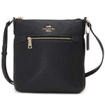 COACH Women's Mini Rowan File Shoulder Crossbody Bag (Crossgrain Leather - Black), Black