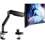WALI Single Monitor Arm, Premium Gas Spring Monitor Mount Stand, Ultrawide VESA Desk Mount with C Clamp and Grommet Base, Fits 13 to 35 Inch LCD Computer Screen Holds Max 26.4lbs (GSMP001XL), Black