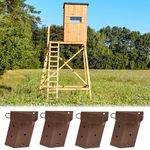 Iron Forge Deer Stand Brackets, 4x4 Inch Brown Powder Coated Steel Tree Stand Elevator Bracket for Outdoor Hunting Platform, Elevated Deer Blinds, Tower Stands, Box Blinds, 4 Pack Includes Accessories