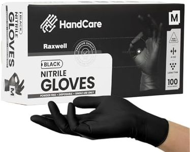 HandCare 4 Mil Black Nitrile Disposable Gloves, Powder-Free & Latex-Free for Tattoo, Food Prep & Cleaning (Small- 100 cases)