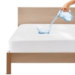 GADDA CO 100% Waterproof Premium Cotton Feel Mattress Protector King Size 72x84 Inch|Ultra Soft Breathable & Hypoallergenic Fitted Bed Protector Terry Cover(6x7 feet, Fits Upto 10 Inches, White)