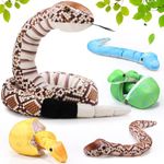 RoundFunny 7 Pcs Rattlesnake Plush Toy 71 Inch Giant Snake Stuffed Animal with Cute Snake Babies and Eggs in Mommy Snake's Zippered Belly for Girls Boys Birthday Party Prank Toy