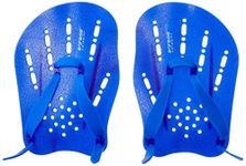 Viva Sports HP-20-CONTOURED-S Hand Paddles Medium with Adjustable Straps Swimming Fins Kids Adults Gloves for Swim Training Water Resistance Aqua Fit (Blue)