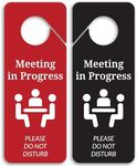 Meeting in Progress Door Sign, 2 Pack Double Sided, Do Not Disturb Door Hanger Sign For Meeting, Do Not Disturb Door Sign, Durable PVC Plastic In a Meeting Sign For Office Door Knob and Handle, Hadigu