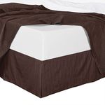 300tc Cotton Stripes Pleated Tailored Bed Skirt with 15 Inches Drop and Split Corners By Sheetsnthings (CAL KING, Chocolate)