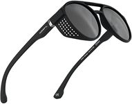 Marfil Orion Round Sunglasses Steampunk Goggles - Womens Sunglasses Uv 400 Filter, Circle Men Sunglasses, Black, Medium