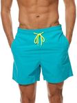 FREDRM Mens Swim Trunks Quick Dry Boardshorts with Mesh Lining Above Knee Swimwear Bathing Suits, Sky Blue, Medium