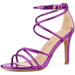 Allegra K Women's Open Toe Strappy Straps Stiletto Heel Purple Sandals 6 M US