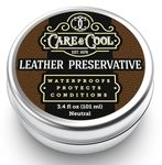 Care & Cool Leather Conditioner, Renovator, and Protector (3.4 oz). The Best Waterproofing Leather Restorer for Shoes, Car Seats, Chairs, Upholstery, and More. Preserve Your Leather Products Durably.