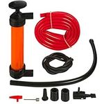 Liquid Transfer/Siphon Hand Pump - Manual Plastic Sucker Pump With Two - 50 x ½ Inch Hoses - For Gas, Oil, Air, & Other Fluids - Use In Case Of Emergency - By Katzco…