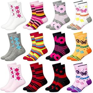 MC.TAM Filles Garçons Femmes Hommes Enfants Unisexe Chaussettes Colorées 12 Paires 90% Coton, 35-38