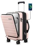 LUGGEX Carry On Luggage for Airplanes - Expandable Polycarbonate Hard Shell Suitcase with Laptop Compartment and USB Port (Pink, 20 Inch)