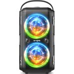 W-KING (180W PEAK)80W Bluetooth Speaker Loud, Portable Party Outdoor Haut Parleur Speaker Wireless/4 Drivers(2*4.04'' Woofer)/Deep Bass, Huge 105dB Sound, Lights, IPX5, EQ, 24H, U-DISK, TF Card, AUX